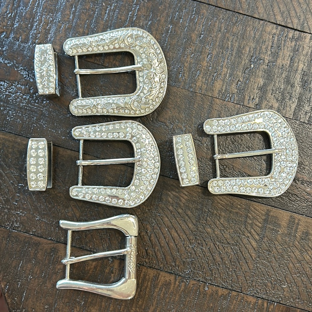 Set of 4 Metal Rhinestone Belt Buckles